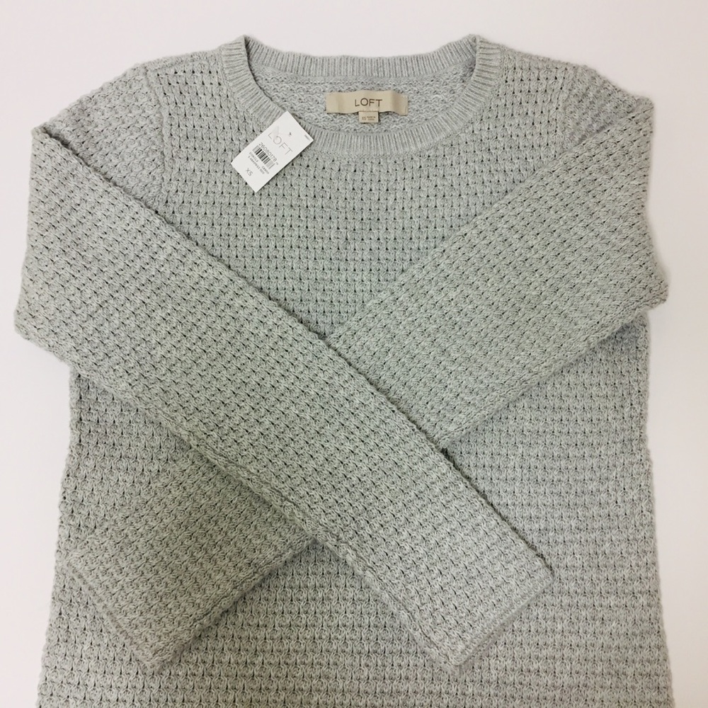 LOFT Stitchy Sweater - Silver heather grey XS